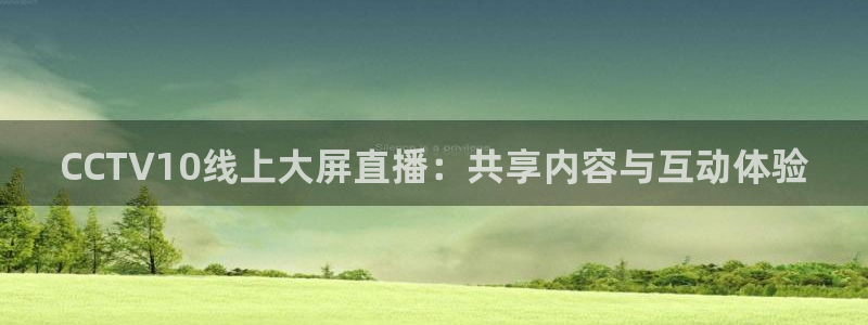 玩球直播免费高清在线：CCTV10线上大屏直播：共享内容与互动体验